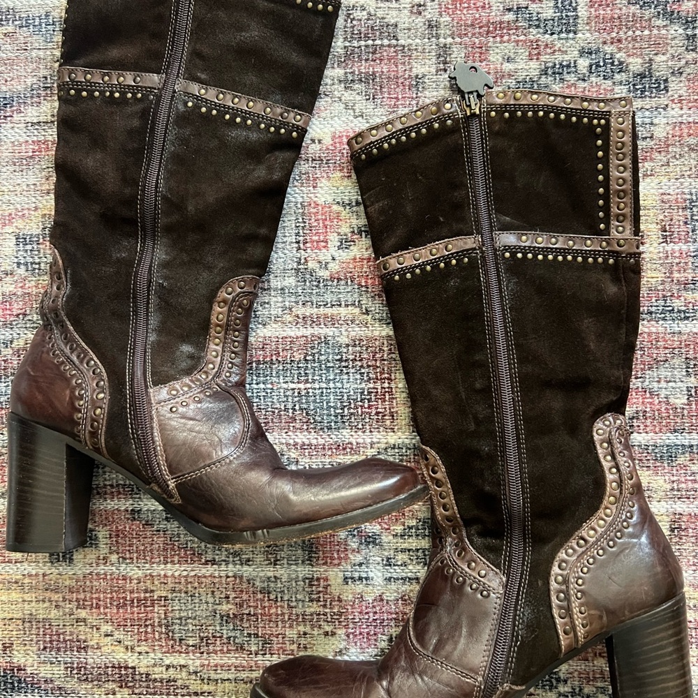 Women’s Mark Nason Embroidered Brown Suede and leather Boots size 8 - Picture 2 of 15